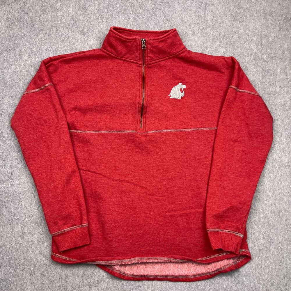 Stadium Athletics Washington State Cougars Pullover Large Red 1/4 Quarter Zip